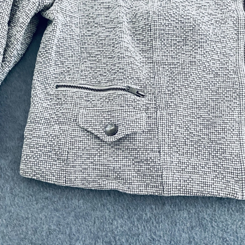 Banana Republic Jacquard Moto Jacket Womens 8P White Textured Stretch Petites - Picture 3 of 16